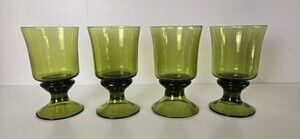MCM Avocado Green Glasses Set of 4 Goblets & Sherbets